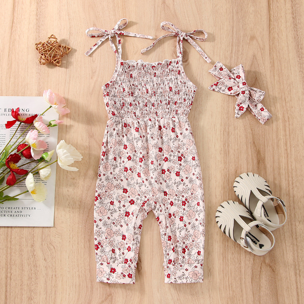Tie Shoulder Romper with Headband