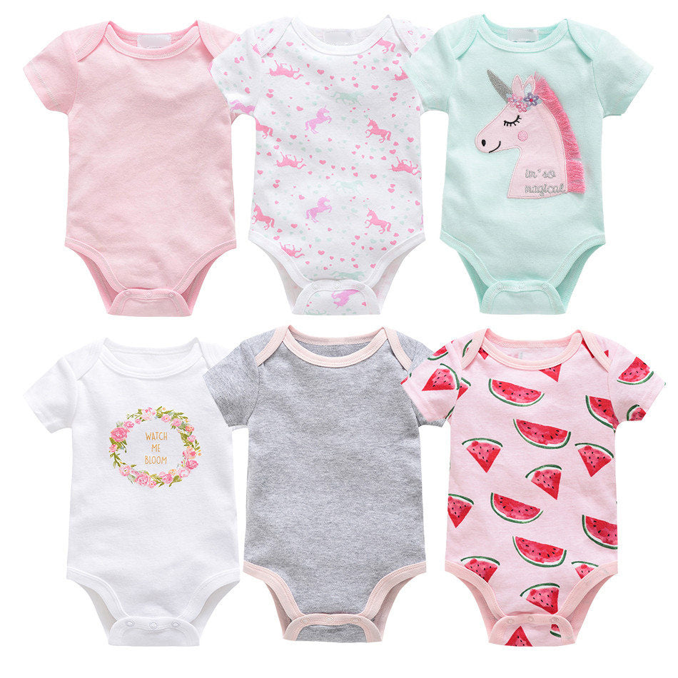 Girls Short Sleeve Onesie Set of 6