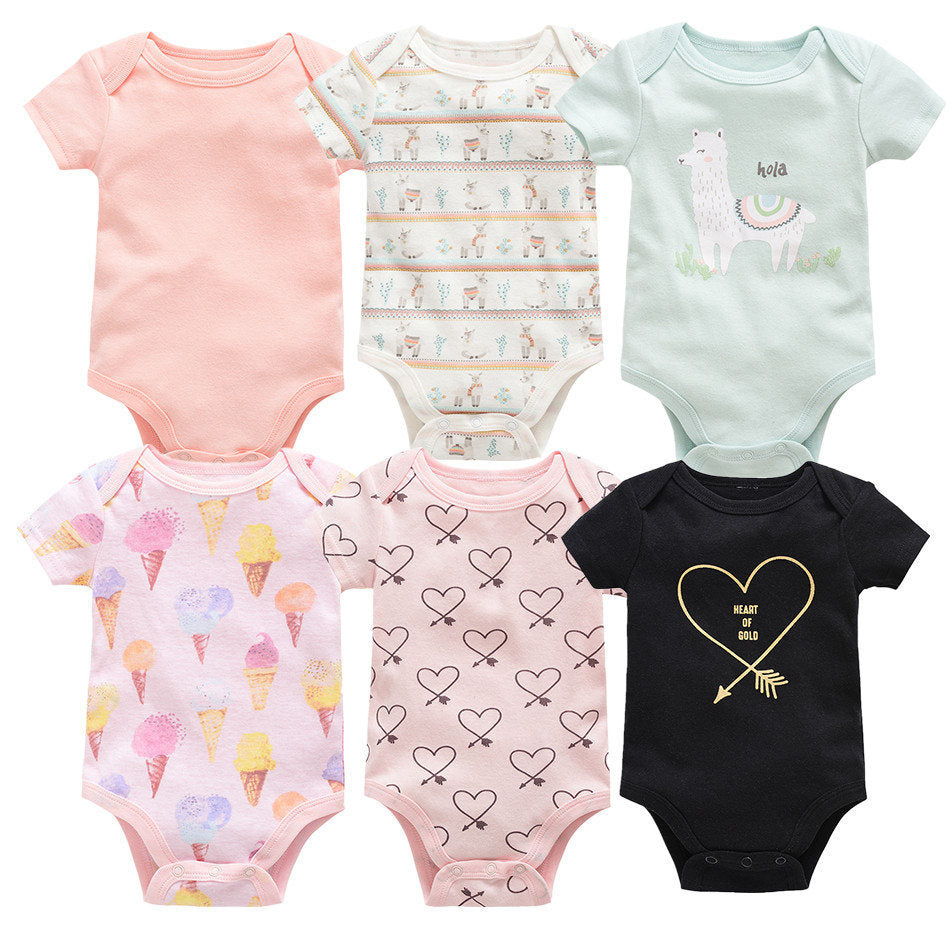 Girls Short Sleeve Onesie Set of 6