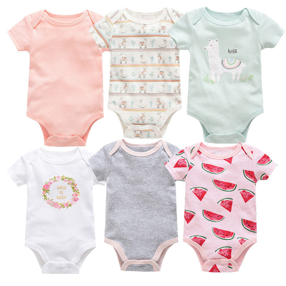 Girls Short Sleeve Onesie Set of 6