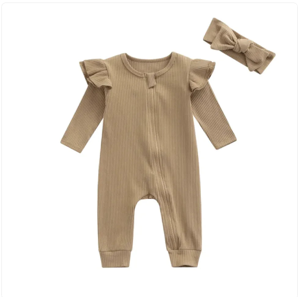 Baby Romper – Solid Color Long-Sleeve