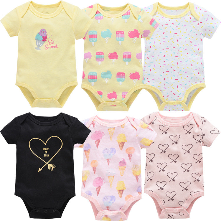 Girls Short Sleeve Onesie Set of 6