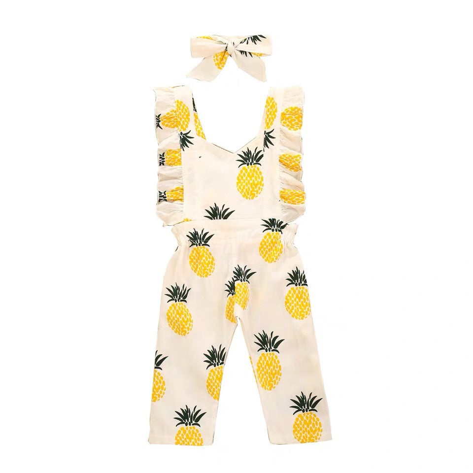 Pineapple Print Romper with Headband