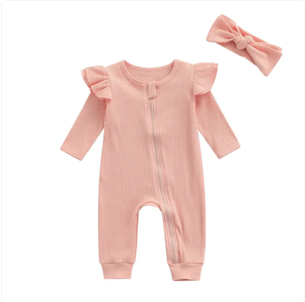 Baby Romper – Solid Color Long-Sleeve