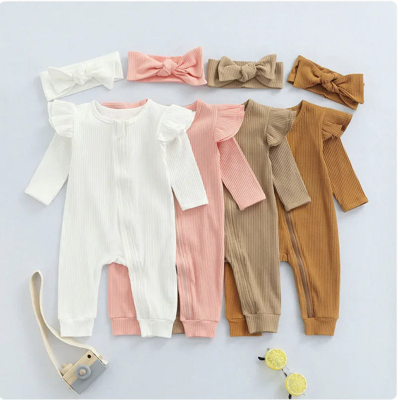 Baby Romper – Solid Color Long-Sleeve