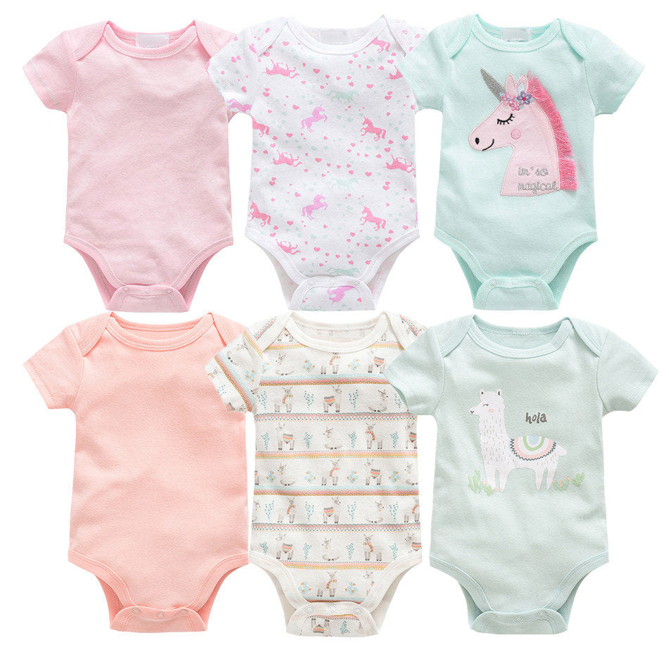 Girls Short Sleeve Onesie Set of 6