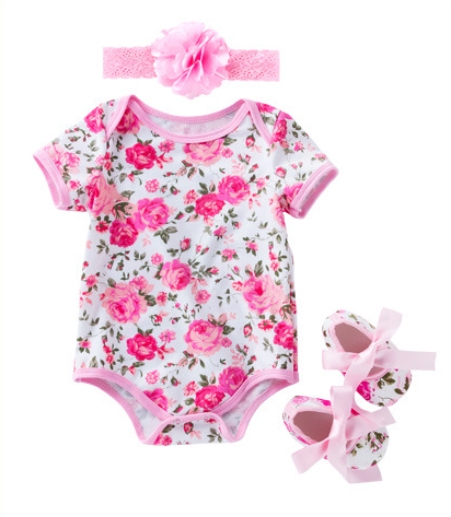 3 Piece Short Sleeve Romper Set