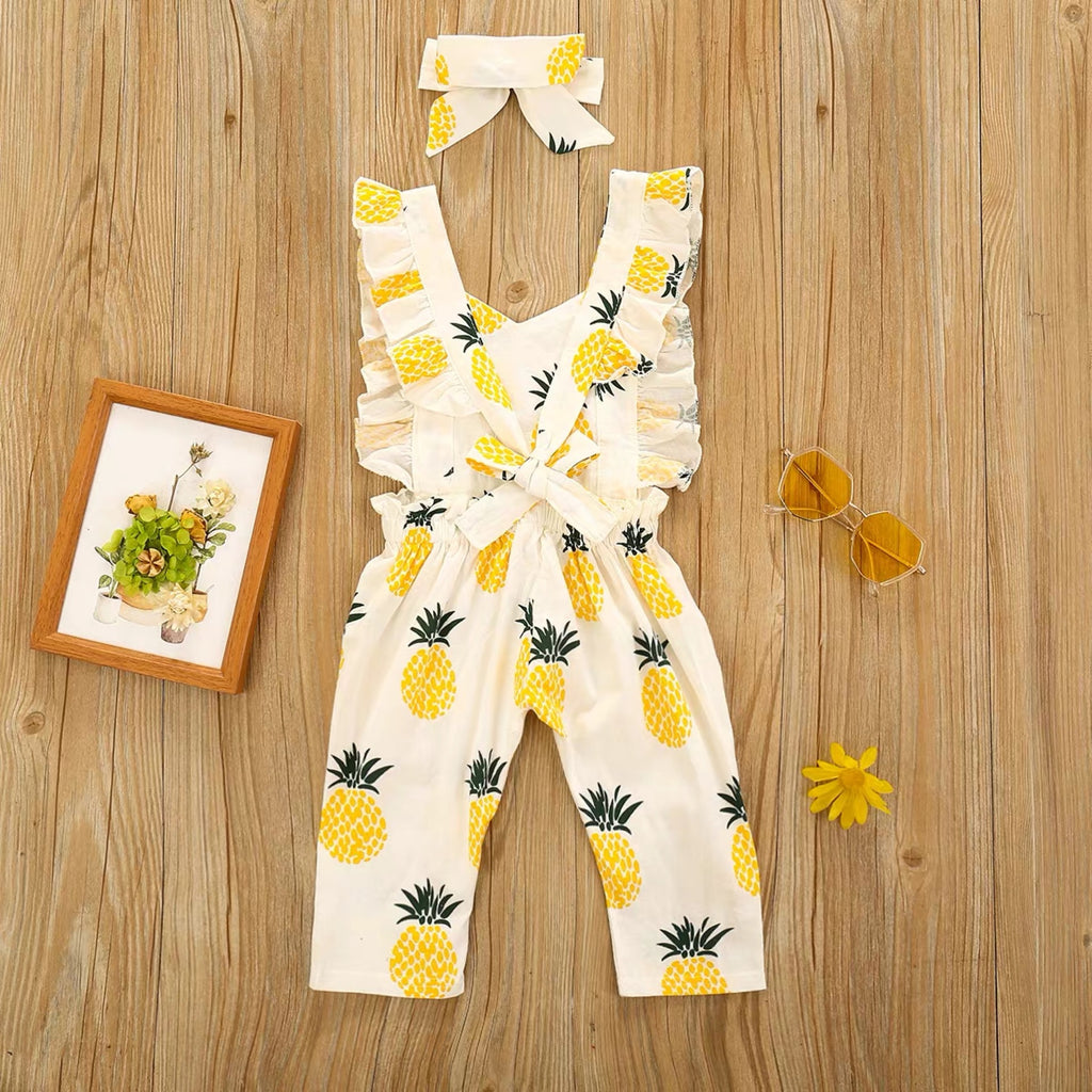Pineapple Print Romper with Headband