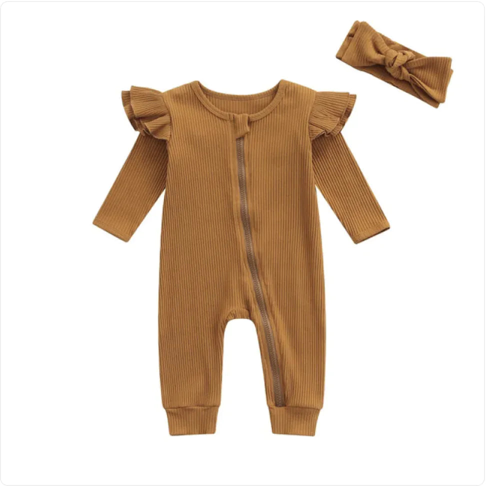 Baby Romper – Solid Color Long-Sleeve