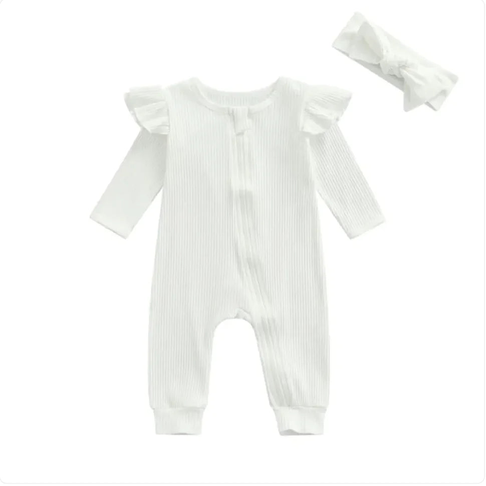 Baby Romper – Solid Color Long-Sleeve